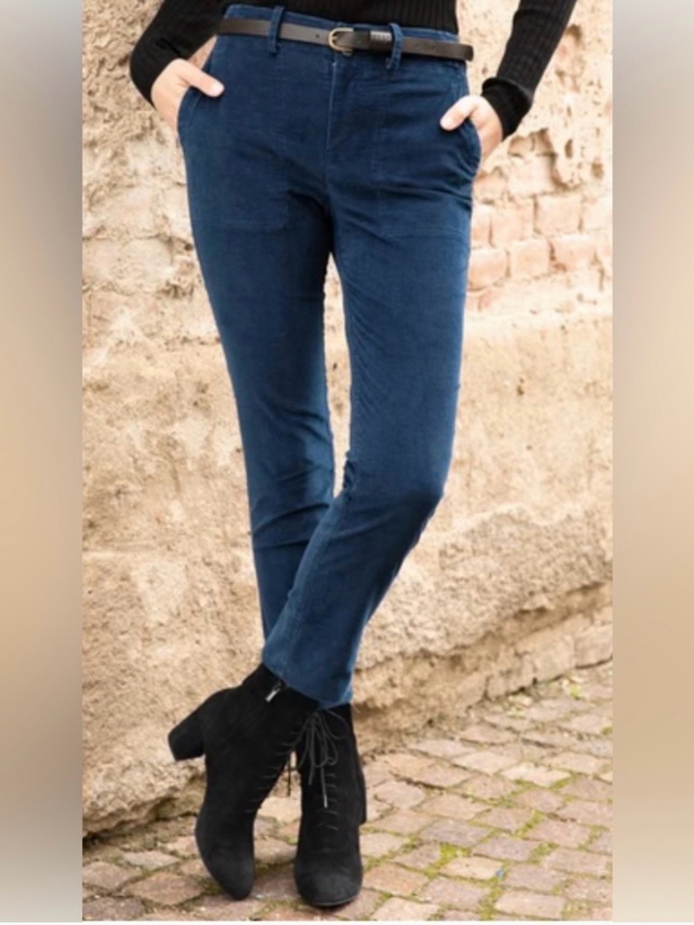 Peruvian connection velveteen straight leg pants navy blue US 12 indie boho